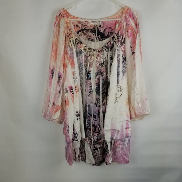 Cato Tops - Cato Blouse 3/4 Sleeves Size 22/24W Pink/Purple